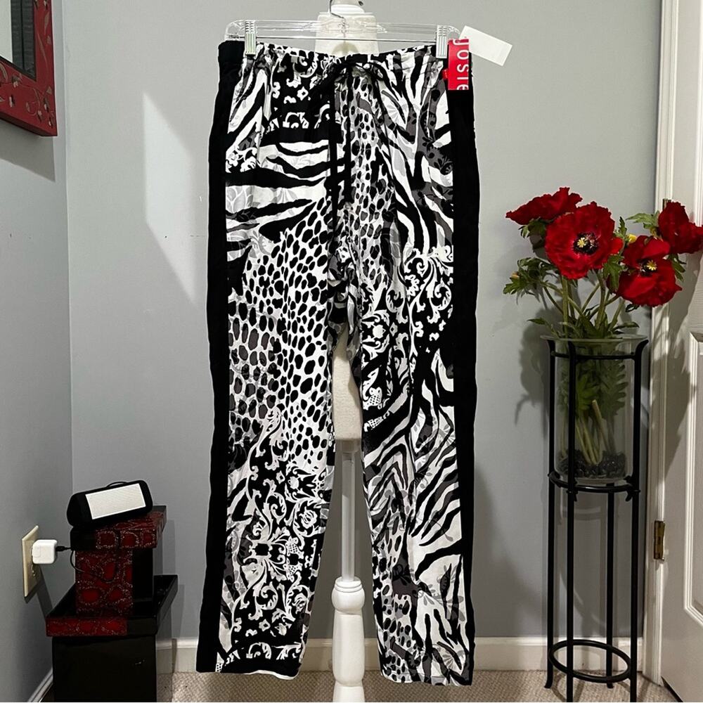 NEW Natori Rayon Casual Relaxed Garden Floral Stripe Drawstring Lounge Pants NWT